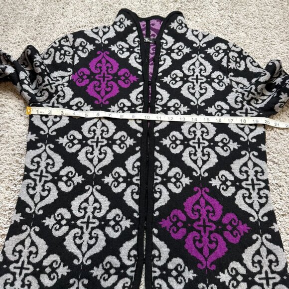 Neve Merino Wool Womens Large Geometric Cardigan Jacket Warm Winter - Picture 6 of 9